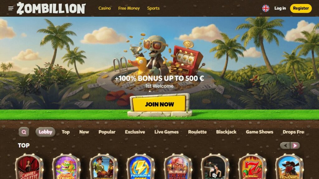 homepage van bookmaker van zombillion